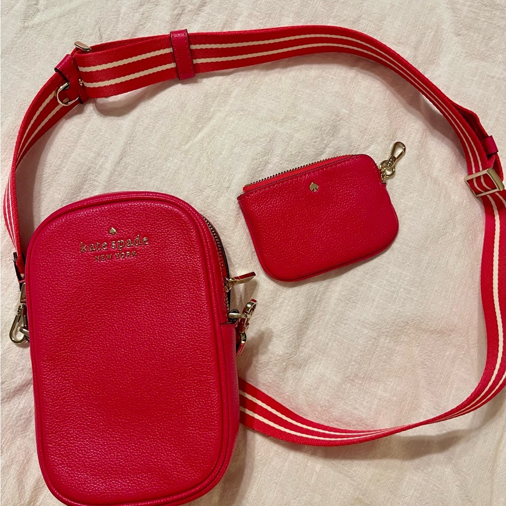 Kate Spade Pink Leather Crossbody Bag with Matching Coin Purse